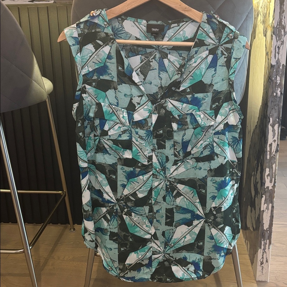 Mossimo Supply Co. Teal and Black Geometric Top
